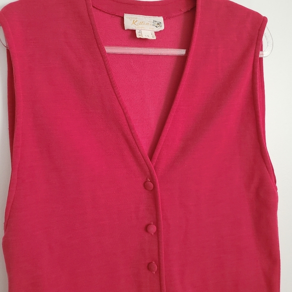 Vintage Pink Wool Blend Vest Size Large - Picture 2 of 7